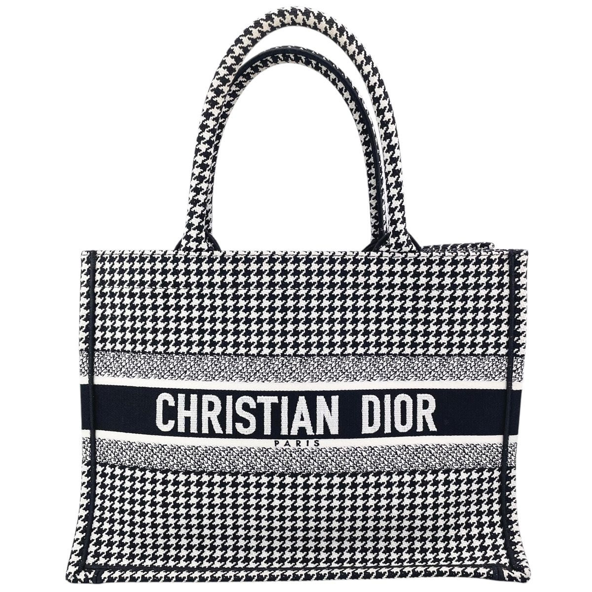 Dior ディオール ブックトート ミディアム 千鳥格子 モノクロ 白黒 チェック 男女兼用 トートバッグ 24001078 MK