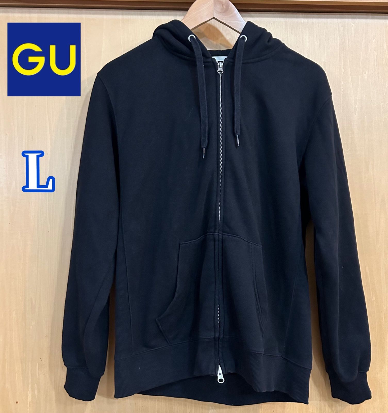 GU】フルジップ ヘビーウェイトスウェットパーカー ブラック L 商品