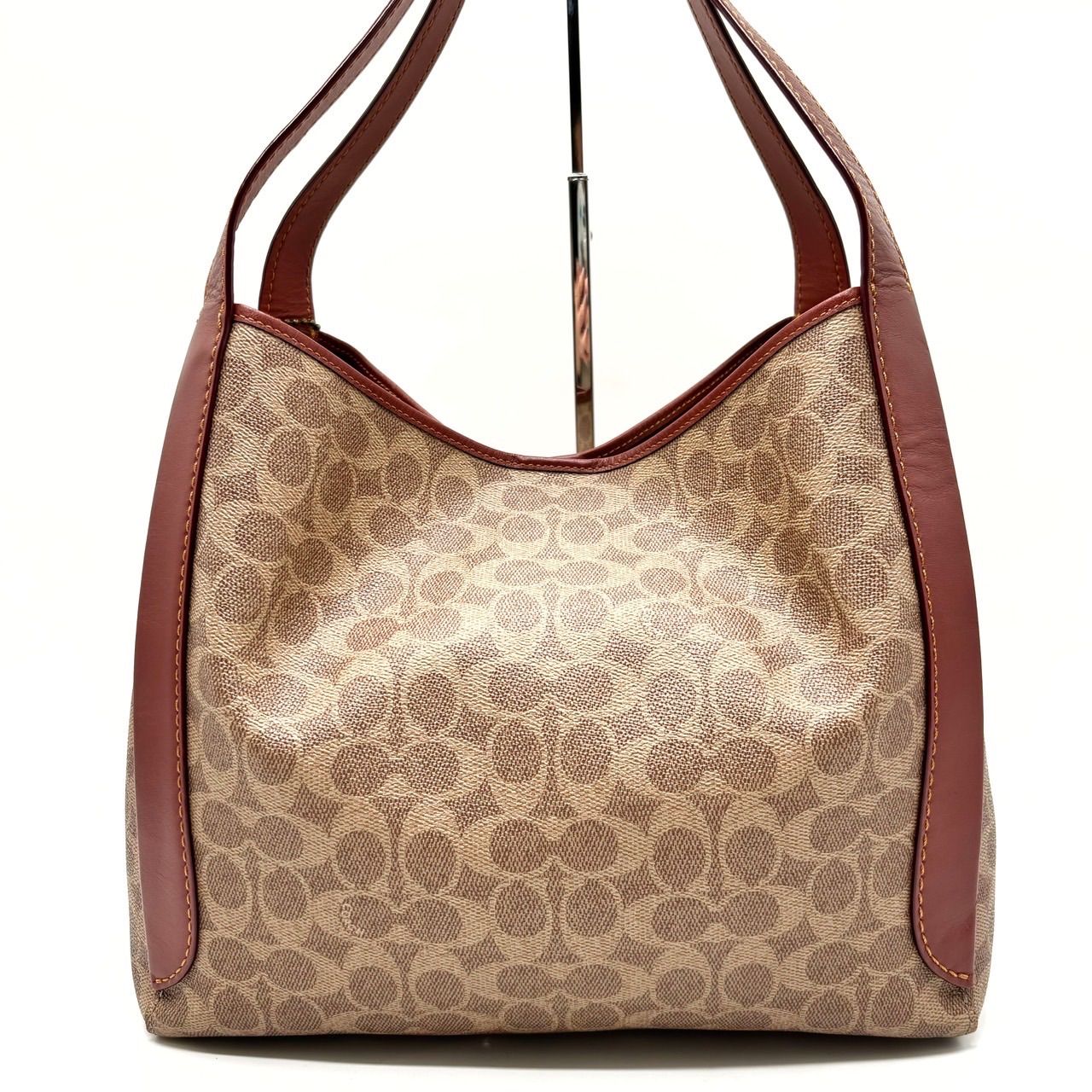 良品 449 コーチ ワンショルダーバッグ ホーボー シグネチャー ブラウン 良品】COACH コーチ シグネチャー柄 ホーボー ショルダーバッグ 良品