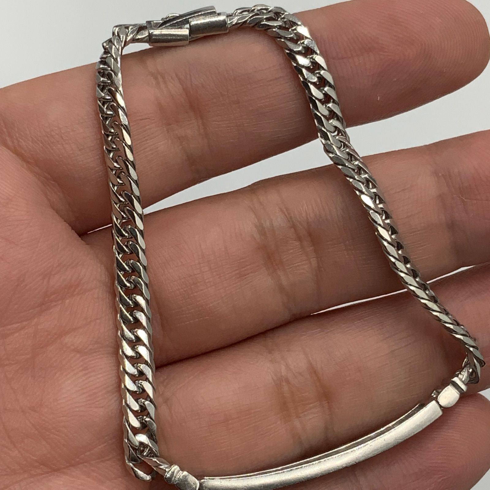 Pt850 プラチナ 850 喜平 6面ダブル IDブレスレット 17.1g 約18.5cm