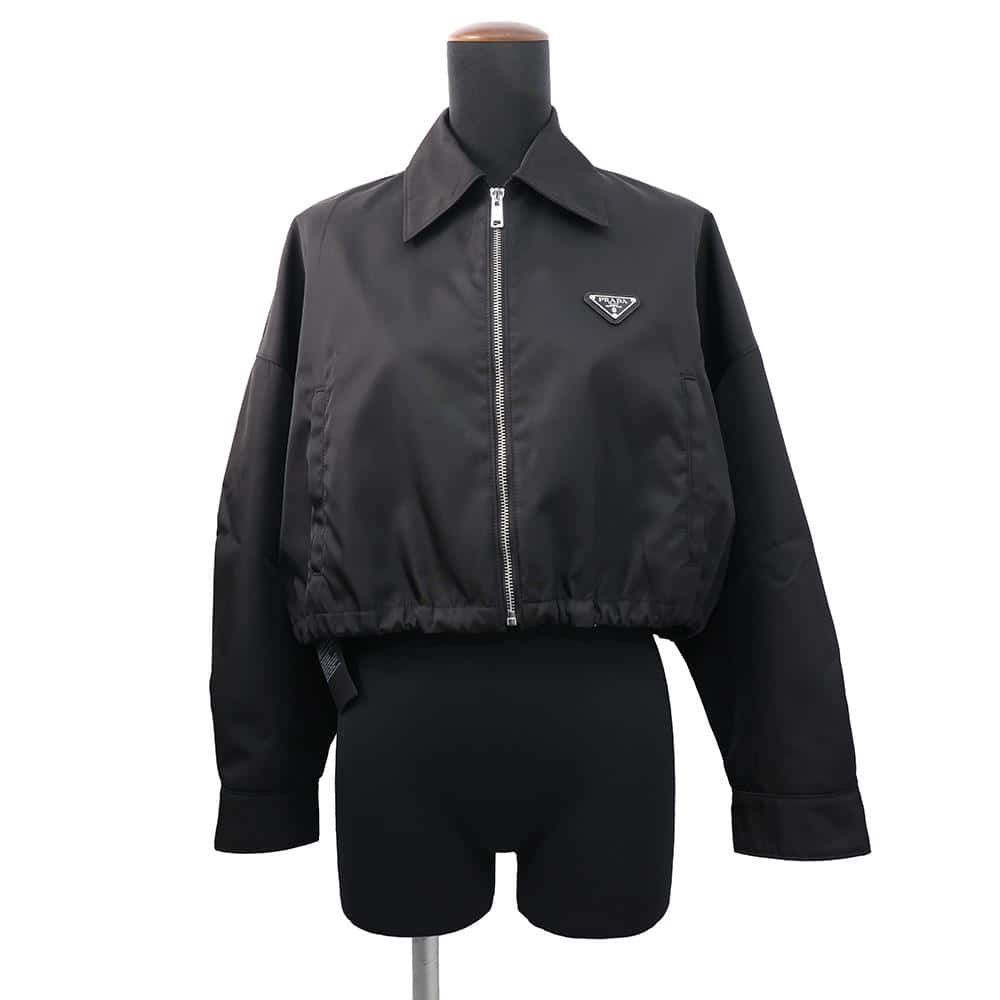 プラダ ジャケット Re-Nylon クロップド ブルゾンジャケット ナイロン レディースサイズ36 292101 PRADA 黒 アウター