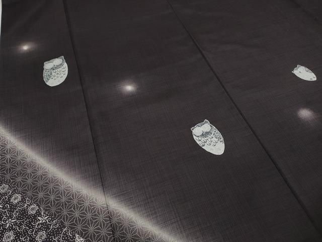 平和屋着物○訪問着 本場縞大島紬 フクロウ 宮之原織物謹製 証明書付き