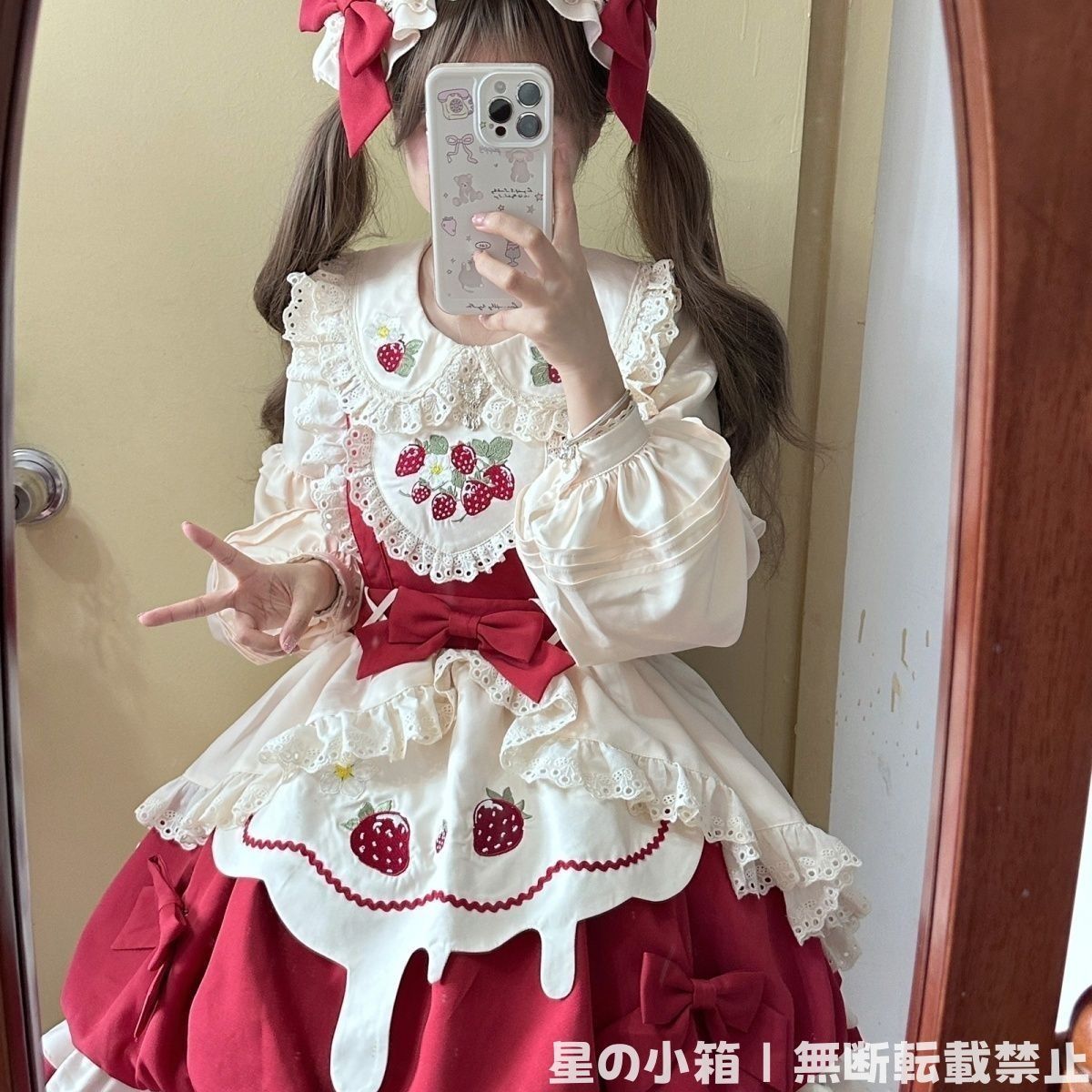 新品 未使用 可愛い苺柄 ロリータワンピース JSK 甘ロリデザイン 