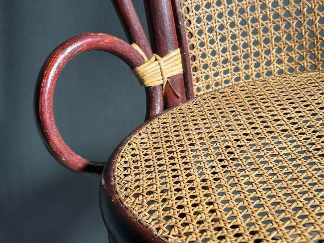 ヴィンテージ　ラタン　籐　ハイバックチェア　カゴメ編み　クラシック　2脚　RZ ヴィンテージ ラタン 籐 ハイバックチェア カゴメ編み クラシック 2脚 RZ