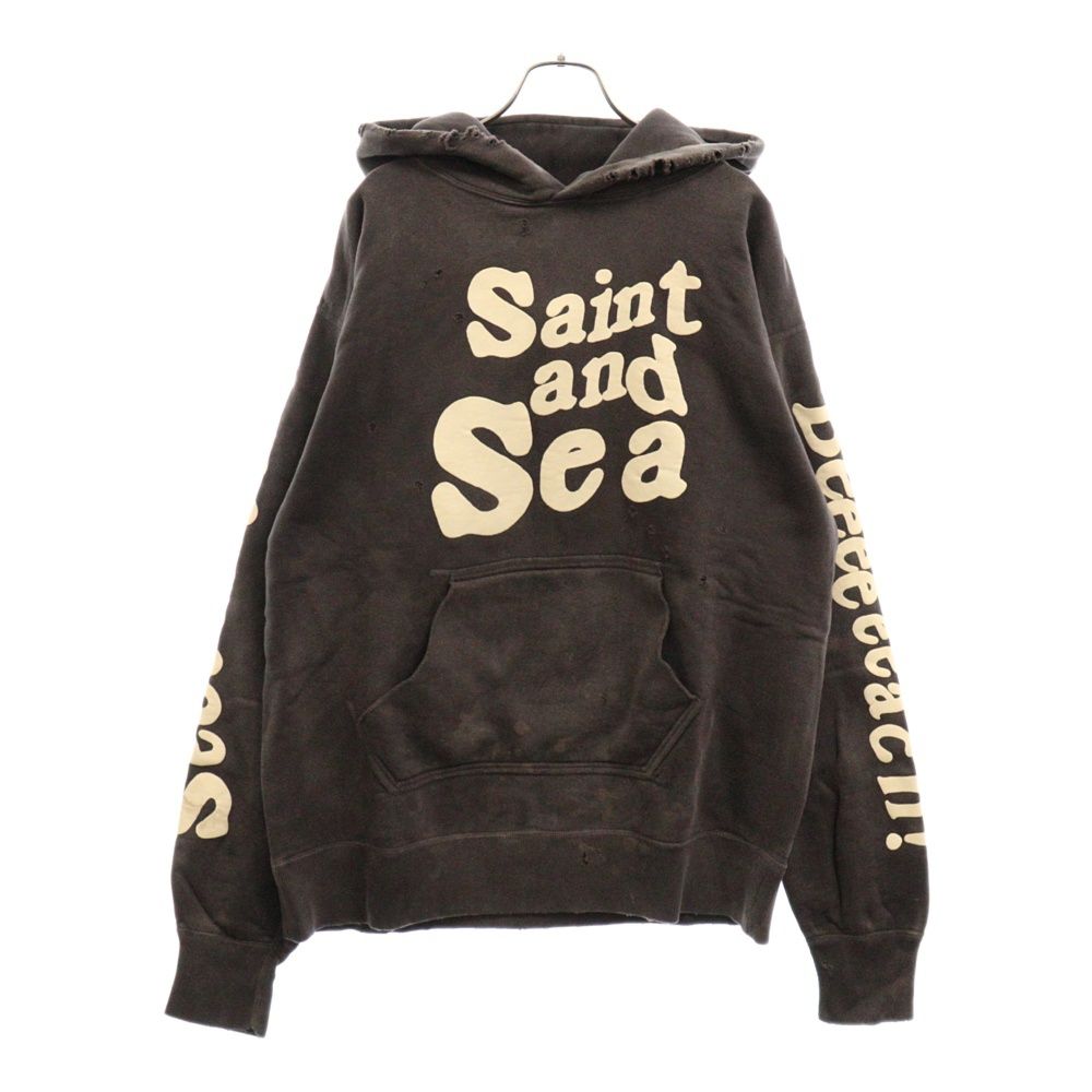 SAINT MICHAEL (セントマイケル) ×WIND AND SEA SM-A21-0000-066 ウィンダンシー ヴィンテージ加工 プルオーバーパーカー フーディー ブラック