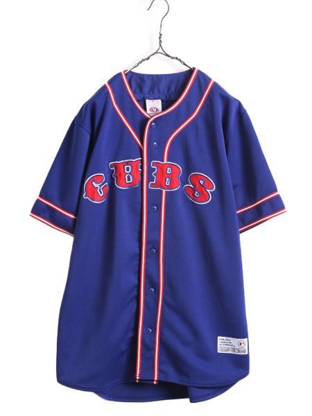 TRUE FAN MLB シカゴカブス ベースボールシャツ 青×赤×白 (L (42