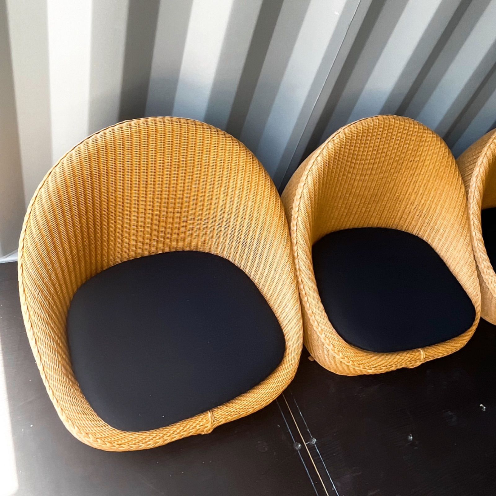 取付無料！ルームジャパン ダルマフロアチェア ナチュラルアジアンラタン座椅子４脚 取付無料！ルームジャパン ダルマフロアチェア ナチュラルアジアン