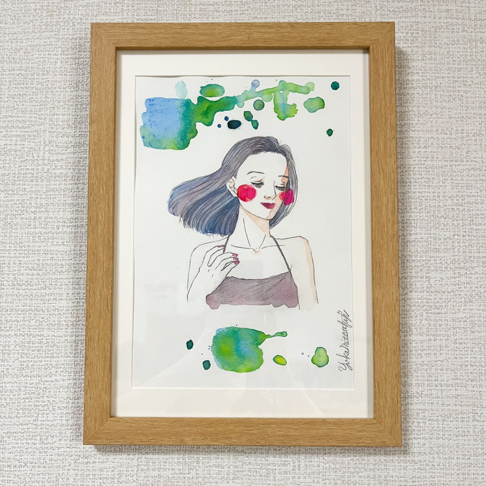 手描き おおい 美人画 人物画 鉛筆画