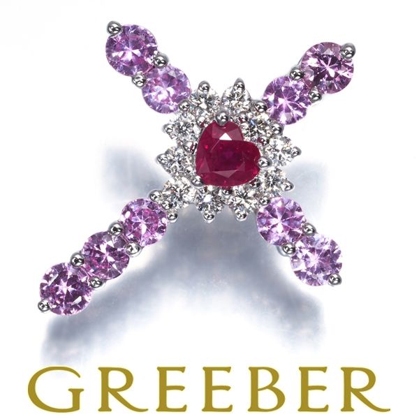 k18WG笠原真寿美　ルビークロスネックレス　ペンダントップ k18WG笠原真寿美ルビークロスネックレスペンダントップ