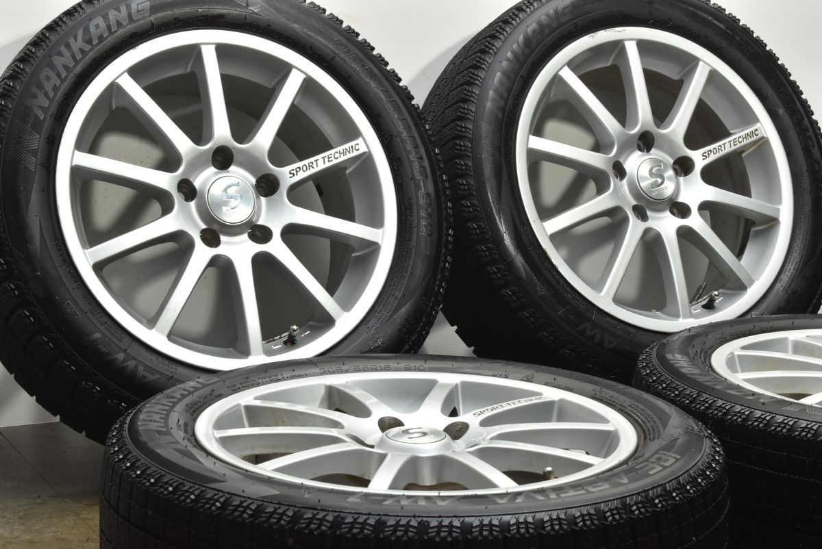 交換用に スポーツテクニック 16in 6.5J 45 PCD112 ナンカン アイスアクティバ AW-1 205 55R16 アウディ A3 VW ゴルフ パサート