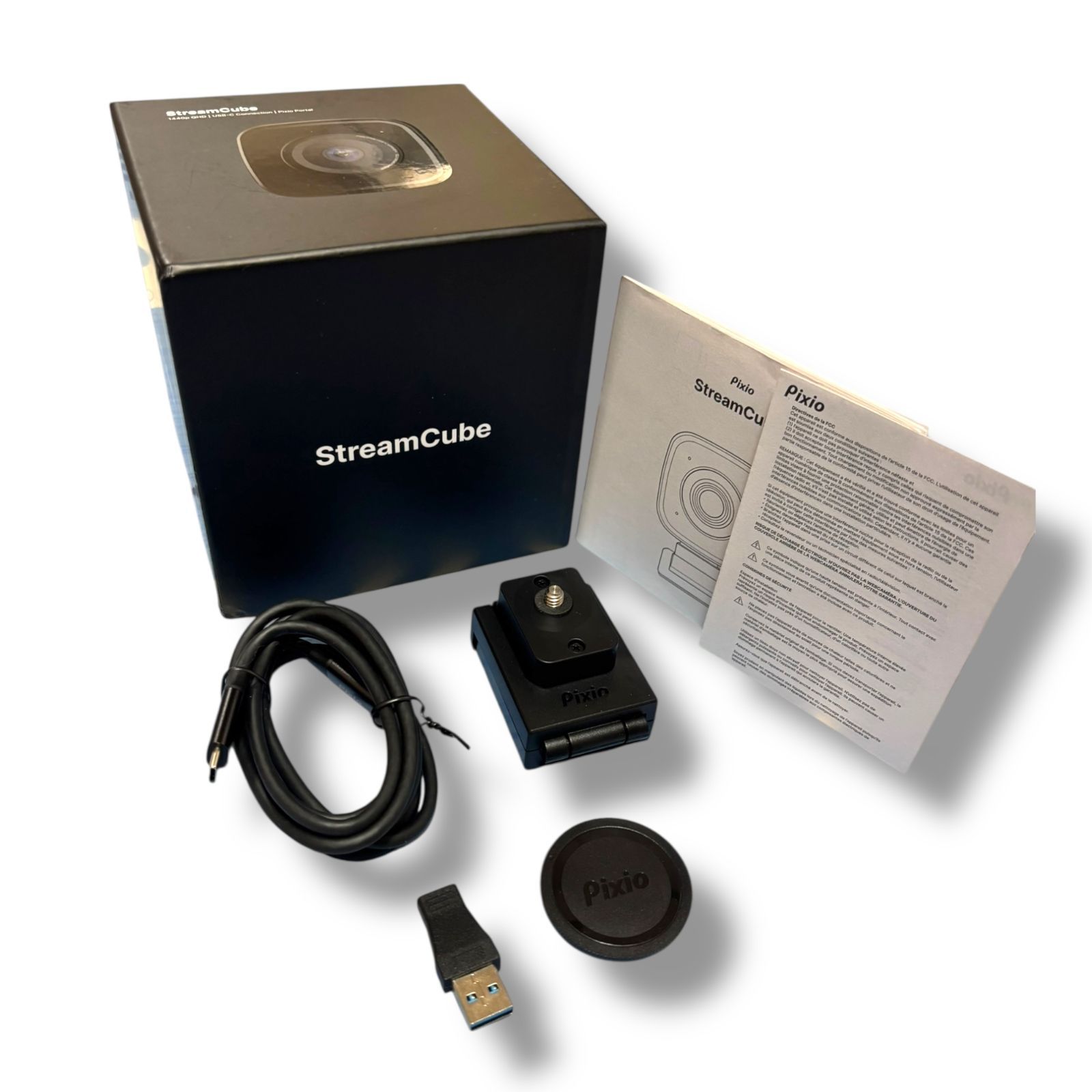 管理番号2832 Pixio WEBカメラ AI搭載 PXSC1 StreamCube 2K 1440p 30fps 1080p 60fps 500万画素 WQHD マイク内蔵 Windows Mac対応ストリーミングウェブカメラPCzoomオートフォーカス