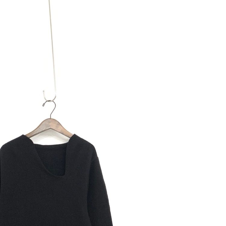 23AW Mame Kurogouchi マメクロゴウチ Wool Cashmere Frilled Knitted Dress カーブネックウールカシミヤニットワンピース 3 MM23FW-KN031