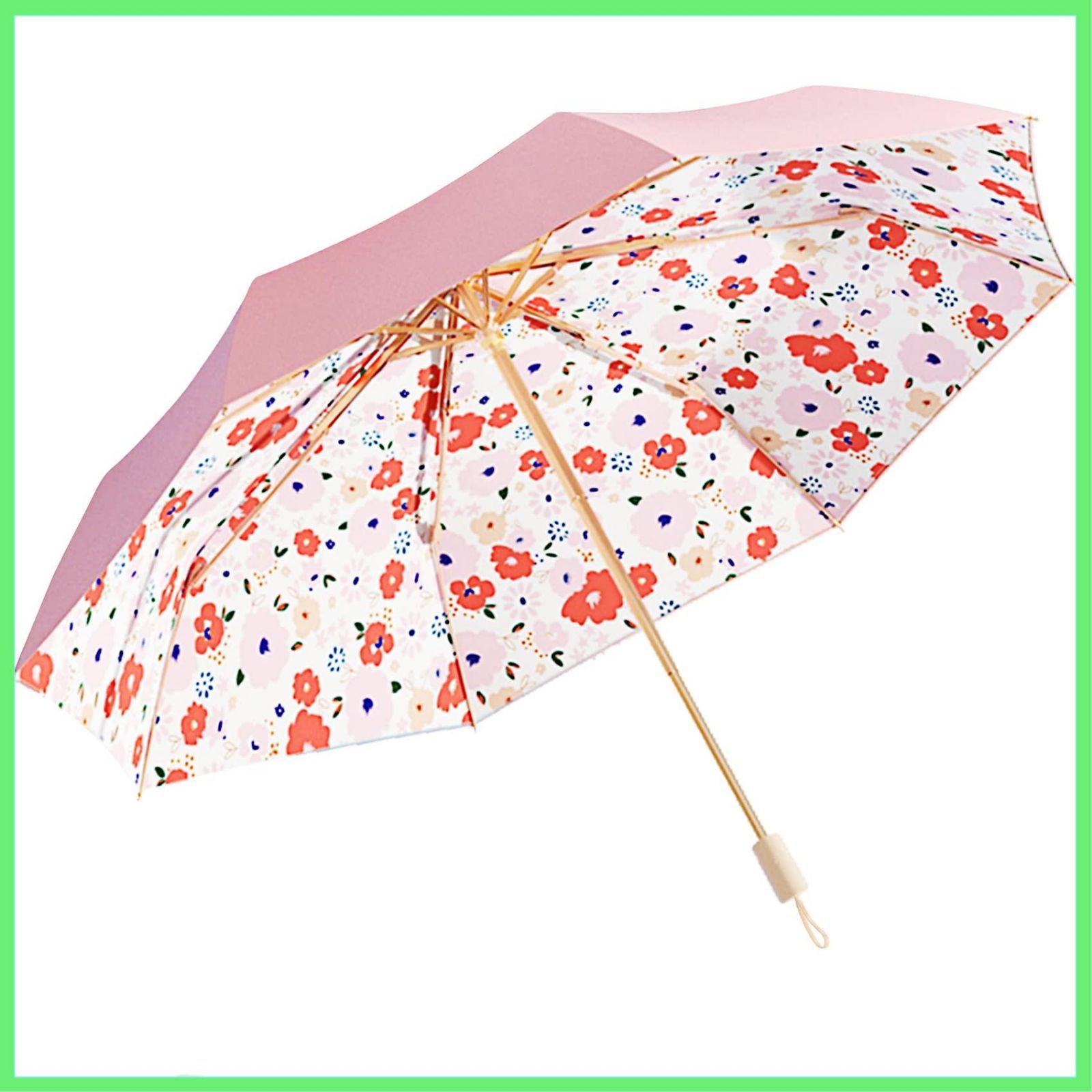 【色:ピンク】Moorrlii 二重日傘 軽量 レディース コンパクト 折り畳み