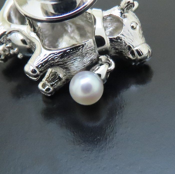 ミキモト パール 真珠 ブローチ コサージュ ピン 風車式 シルバー 小物 MIKIMOTO ミキモト 牛モチーフ ピンブローチ シルバー 真珠