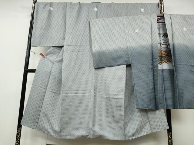 平和屋着物○男性 色紋付・羽織セット 菱繋ぎ地紋 羽織：暈し染め 正絹