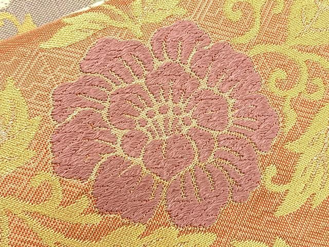 平和屋着物◎佐賀錦 六通柄袋帯 唐織 花唐草文 金糸 正絹 逸品