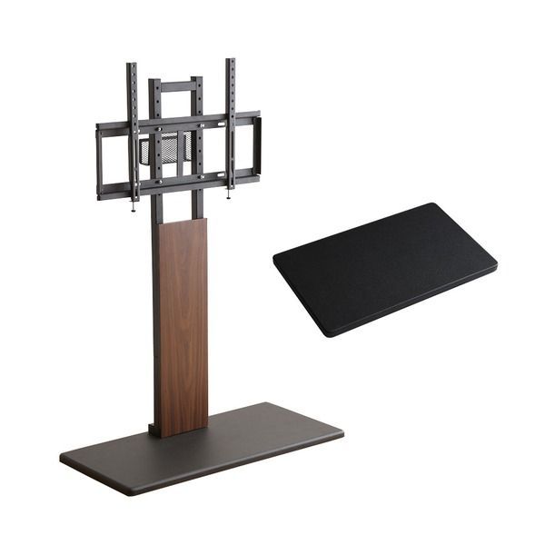 最大100インチ対応 頑丈テレビスタンド 棚板 セット 本体ウオールナット 棚板ブラック 組立品 代引不可