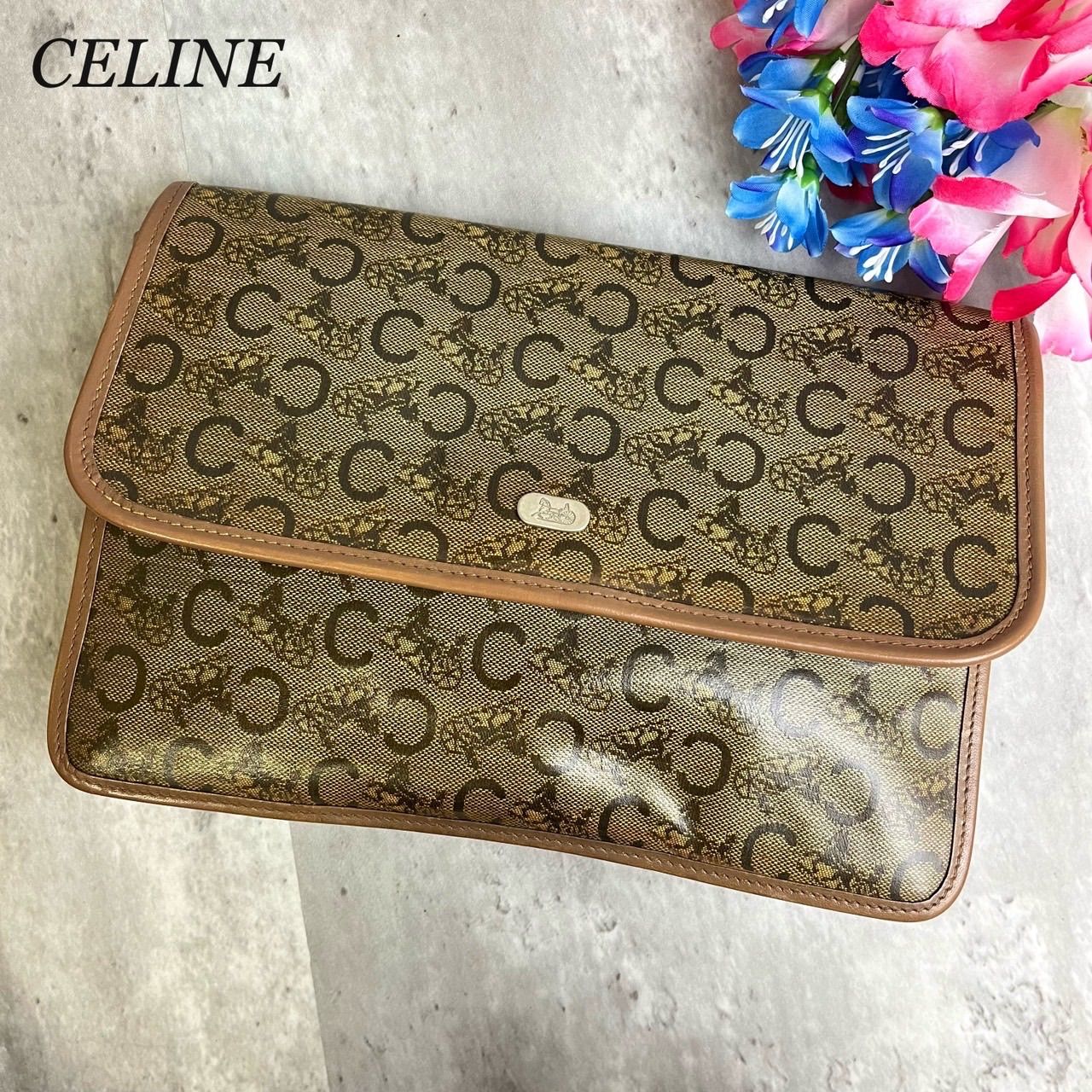 ✨極美品✨ CELINE セリーヌ セカンドバッグ クラッチバッグ ハンドバッグ マカダムC サルキー柄 シルバー金具 ロゴ総柄 ロゴ刻印  ロゴプレート PVCレザー 塩化ビニール レザー ユニセックス レディース メンズ - メルカリ