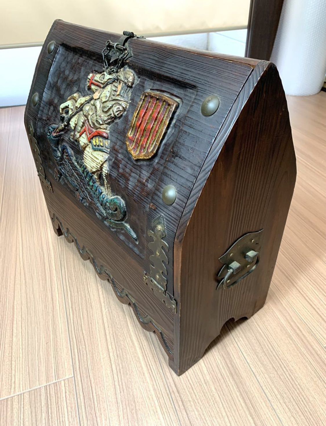 美品】木箱木彫り 収納BOXアンティークヴィンテージ西洋スペイン