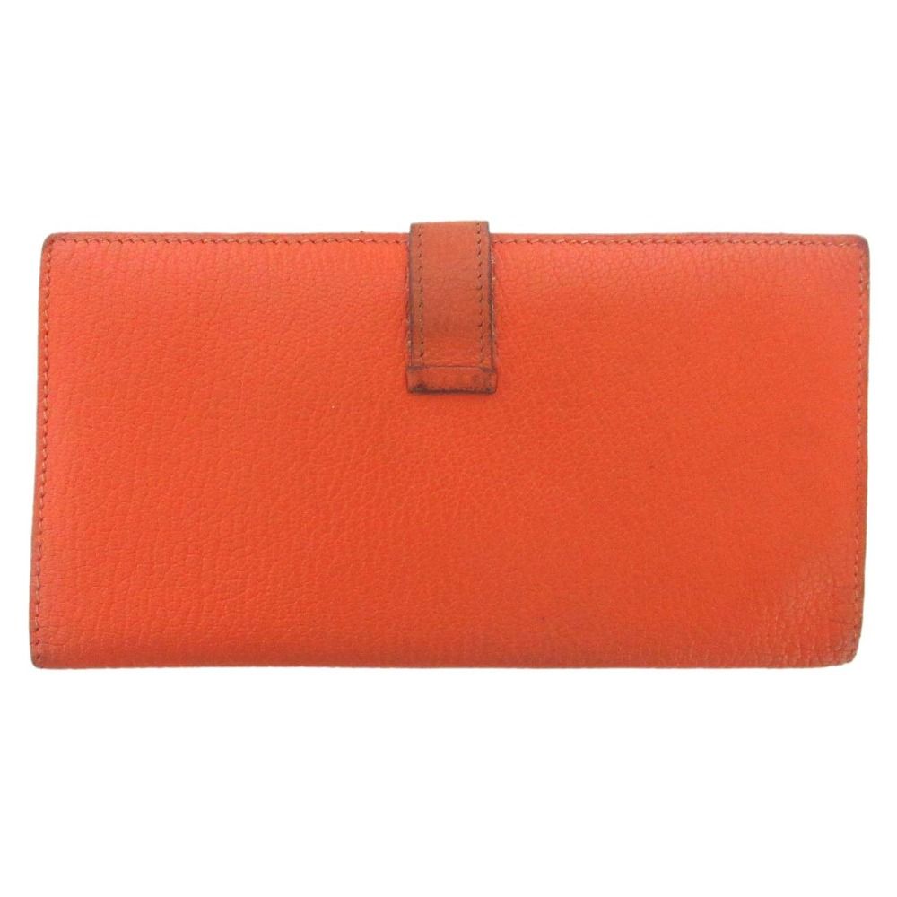 【Hermes】エルメス★long wallet★ベアン 長財布★オレンジ 良品 HERMES エルメス ベアン 二つ折り ロングウォレット 長財布