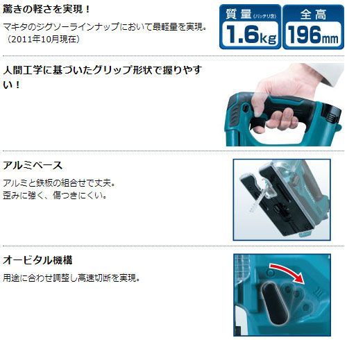 マキタ 正規店 充電式 ジグソー JV100DZ 10.8V バッテリ 充電器 別売 makita DIY 充電式 コードレス バッテリー 工具 電動 電動工具 プロ リフォーム
