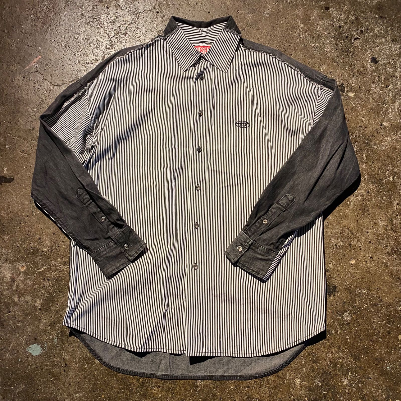 DIESEL 23AW S-WARH-STRIPE デニム切替 ストライプシャツ ディーゼル 2025AW