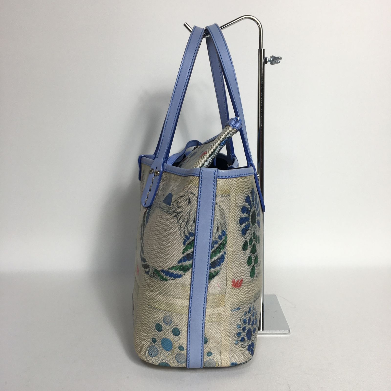 2505-155｜美品｜ブルガリ ハンドバッグ ライトブルー 総柄 2505-155｜美品｜ブルガリ ハンドバッグ ライトブルー 総柄