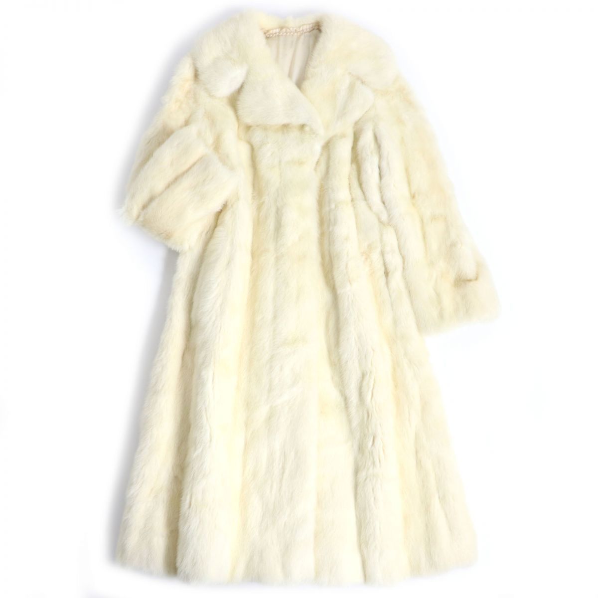 毛並み美品▽MINK パールホワイトミンク 本毛皮超ロングコート