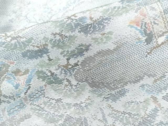 平和屋着物○都喜ヱ門 本場大島紬 白大島 9マルキ 霞人物