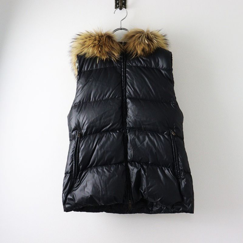 DUVETICA ダウンベスト フード GOCCIA ラクーンファー 黒系 茶系 デュベティカ DUVETICA Goccia ラクーンファーダウンベスト 42