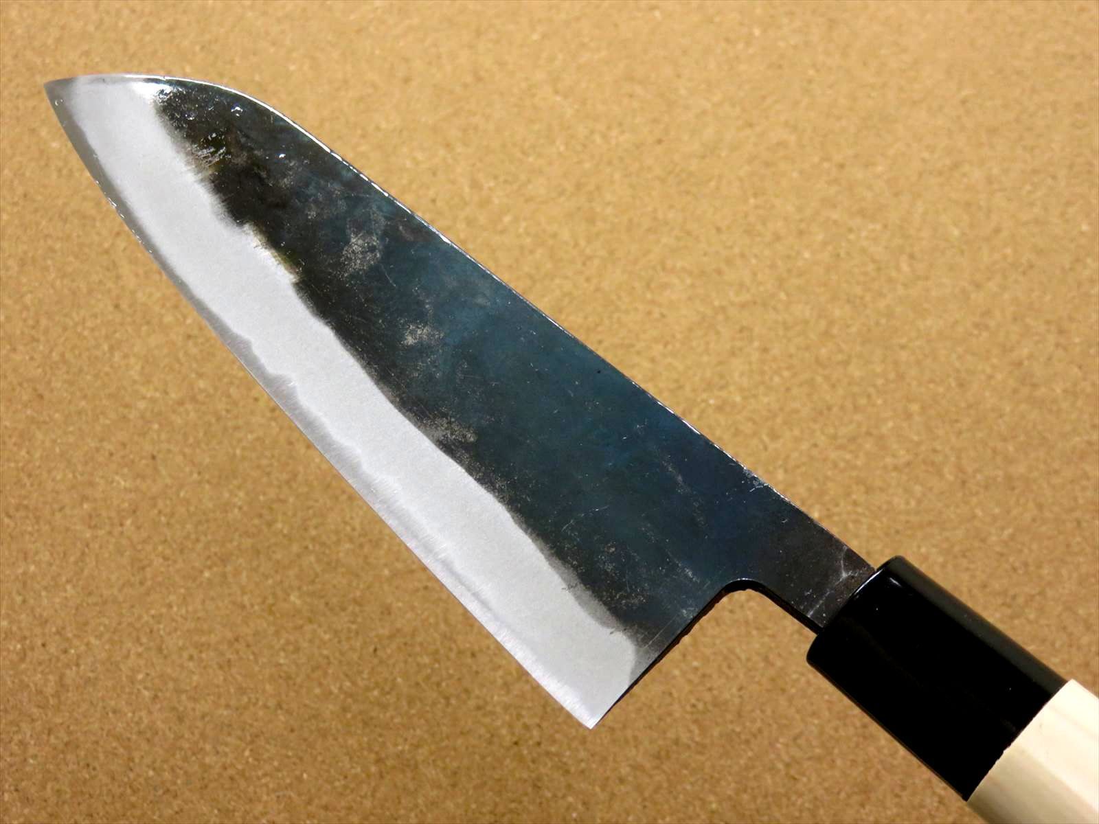 関の刃物 三徳包丁 165mm 無印 安来青鋼 2号 浜研 黒打 口金付 包丁
