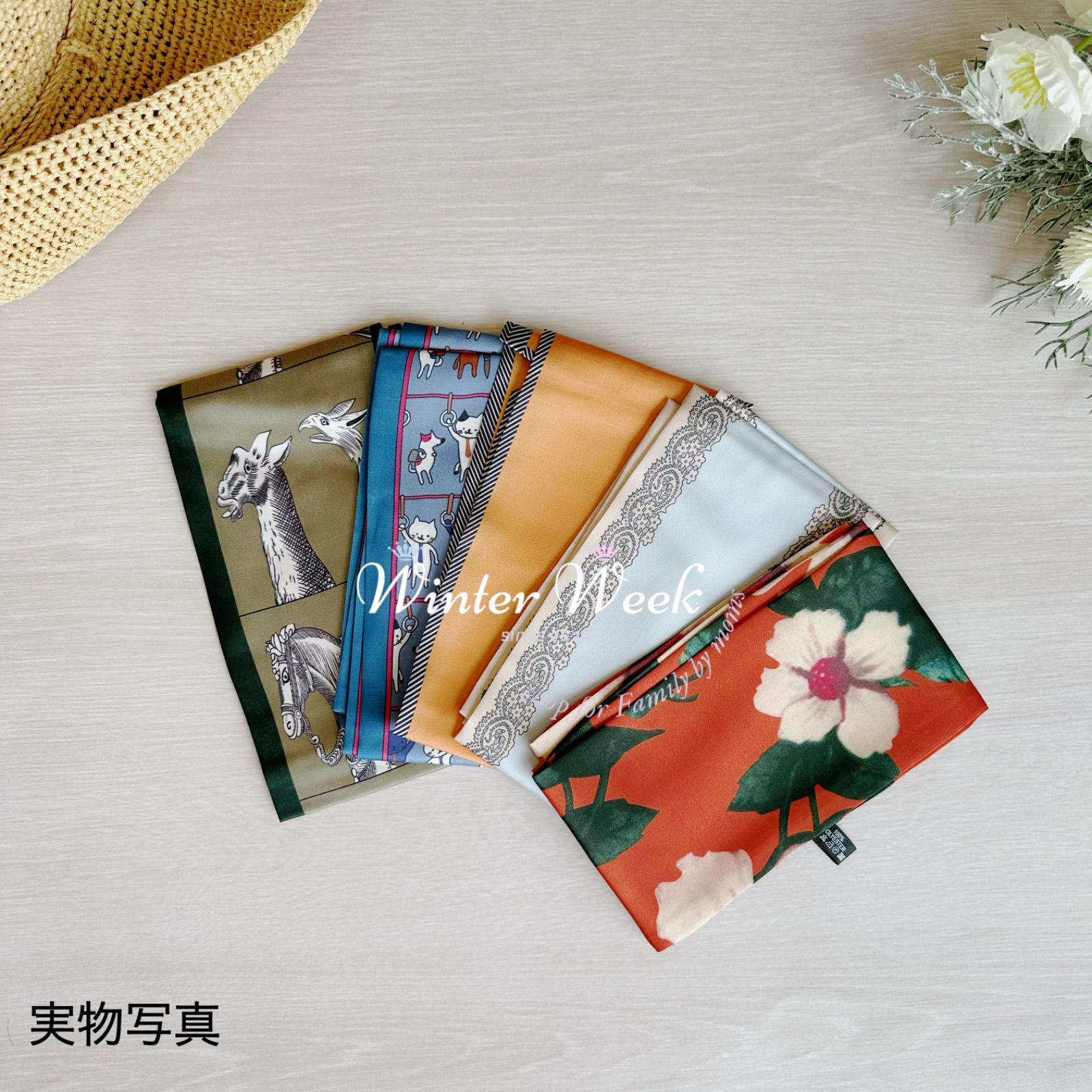 スカーフ花柄】バッグスカーフ バッグチャーム リボンスカーフ