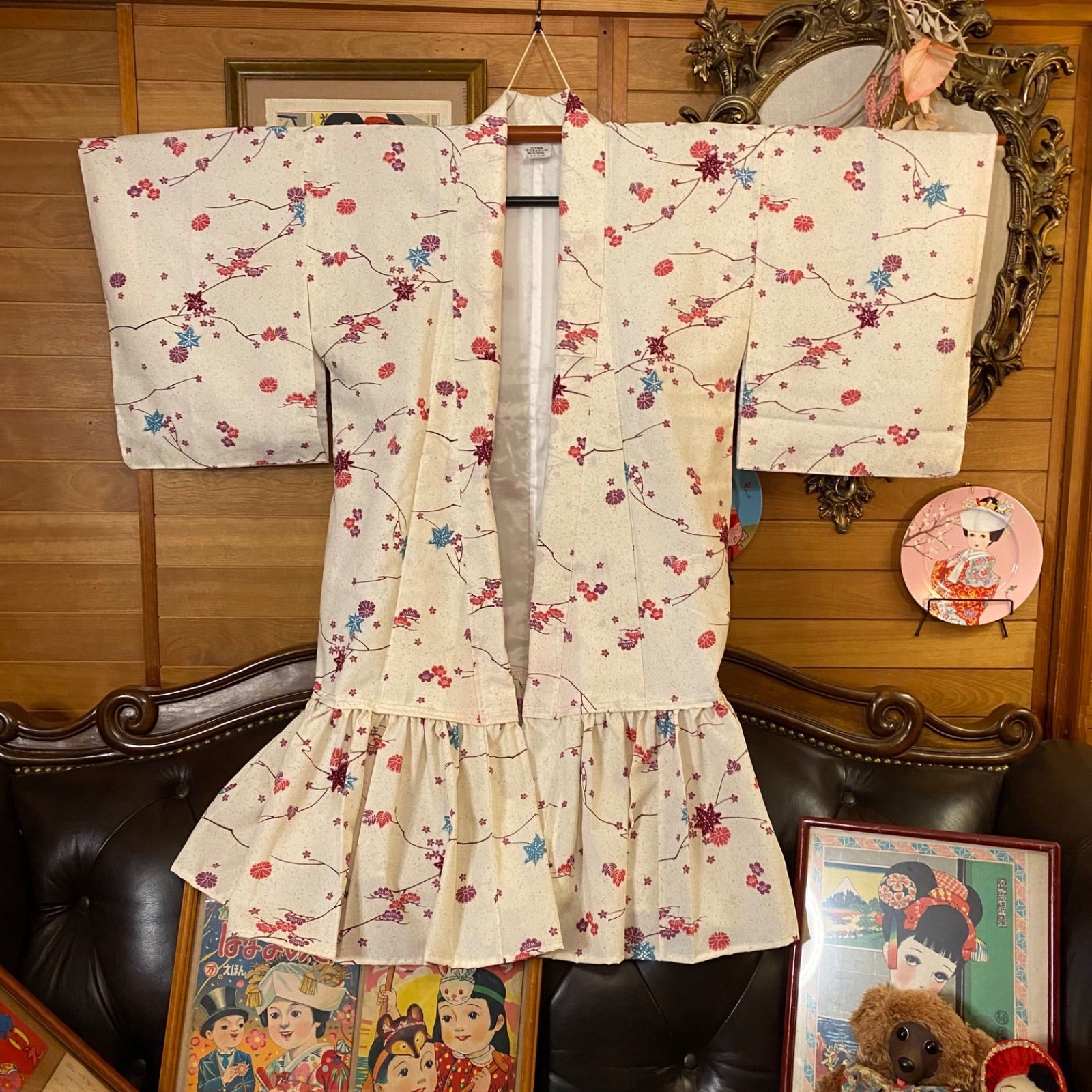 着物 洗える 化繊 2way ガウン 羽織り ドレス ワンピース ハンドメイド  