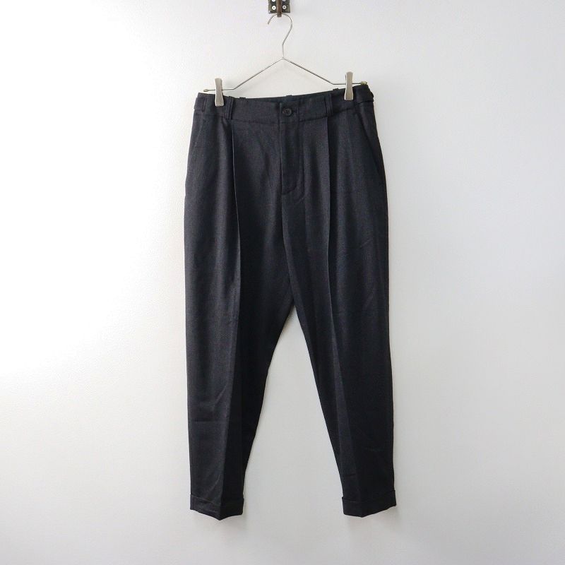 定価3.5万 2025AW パドカレ pas de calais ミニへリンボンストレッチパンツ 36 チャコールグレー タック 2400014618495