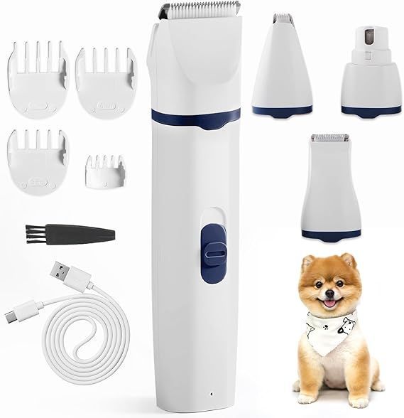 【格安，正規品】 【在庫処分】Paerduo犬用バリカン 多機能 4in1ペット用 2段階スピード調整 猫 バリカン 低騒音 足裏 爪 耳裏 顔回り お尻 全身カット可能 USB充電式 ペット用グルーミングセット 初心者 プロ用 応募券
