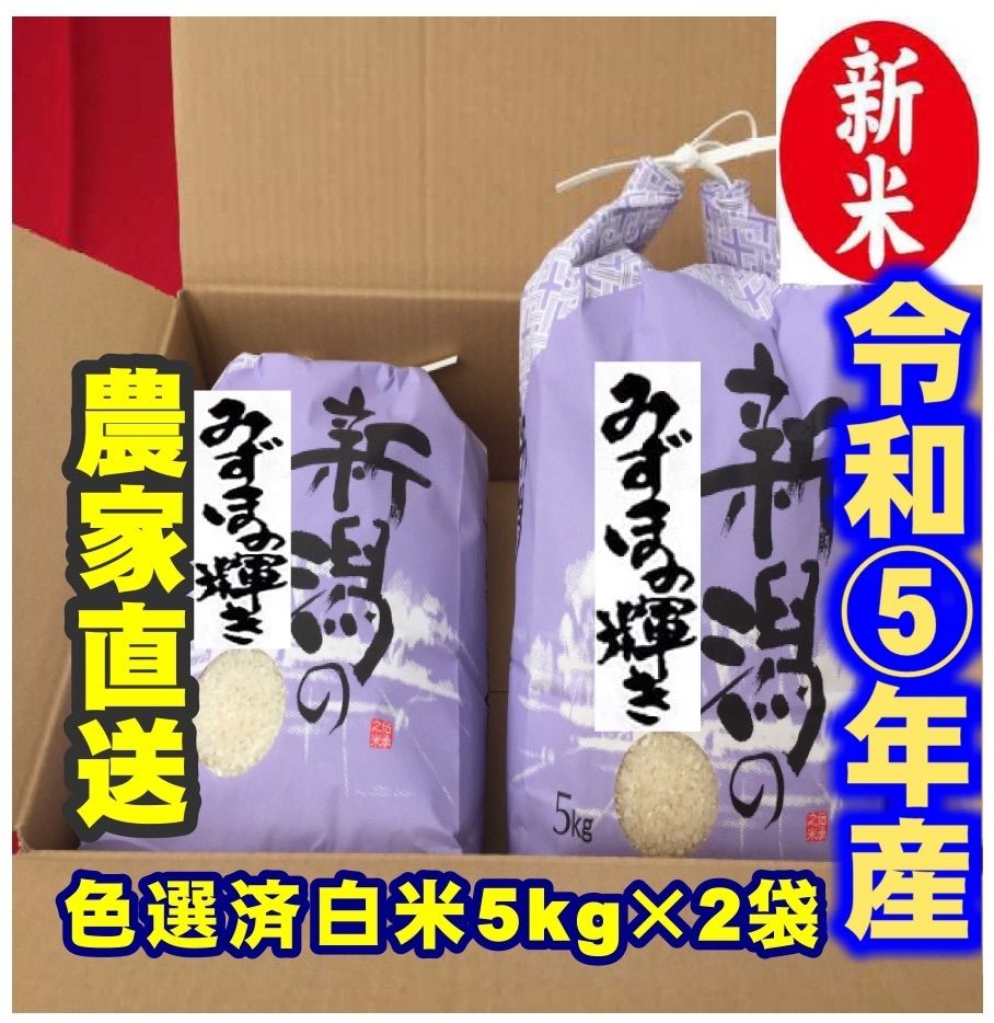 新米・令和5年産新潟みずほの輝き☆色彩選別済 白米５キロ×2個☆幻の