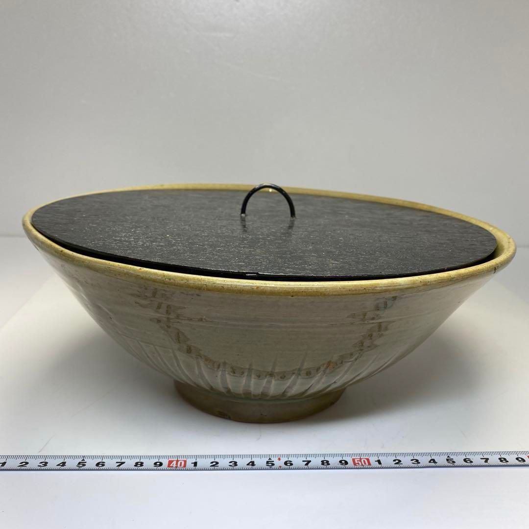 中国美術　青磁水指　書付有り　幅約30㎝　東さ6-0706① 中国美術 青磁水指 書付有り 幅約30㎝ 東さ6-0706① - メルカリ