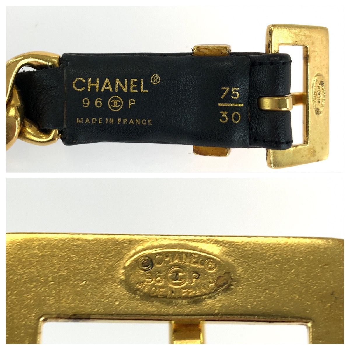 CHANEL 黒 レザー ベルト ゴールド金具 楽天市場】【1994年秋コレクション】CHANEL シャネル チェーン