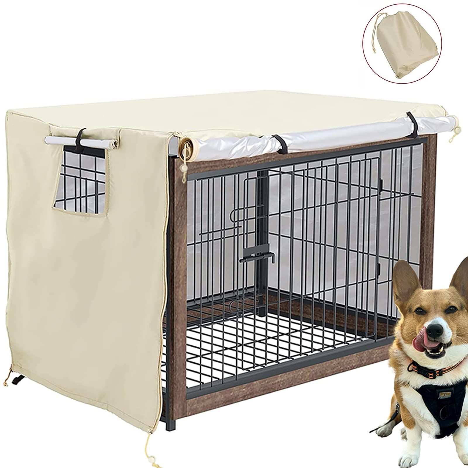 【数量限定】Pelconei 犬のケージカバー ペットサークルカバー 犬用ケージカバー 防寒 夏 通気 水洗い可能 防水 落ち着ける空間作り ファスナー付き 取り付け簡単 (Mサイズ（109*74*76cm）)