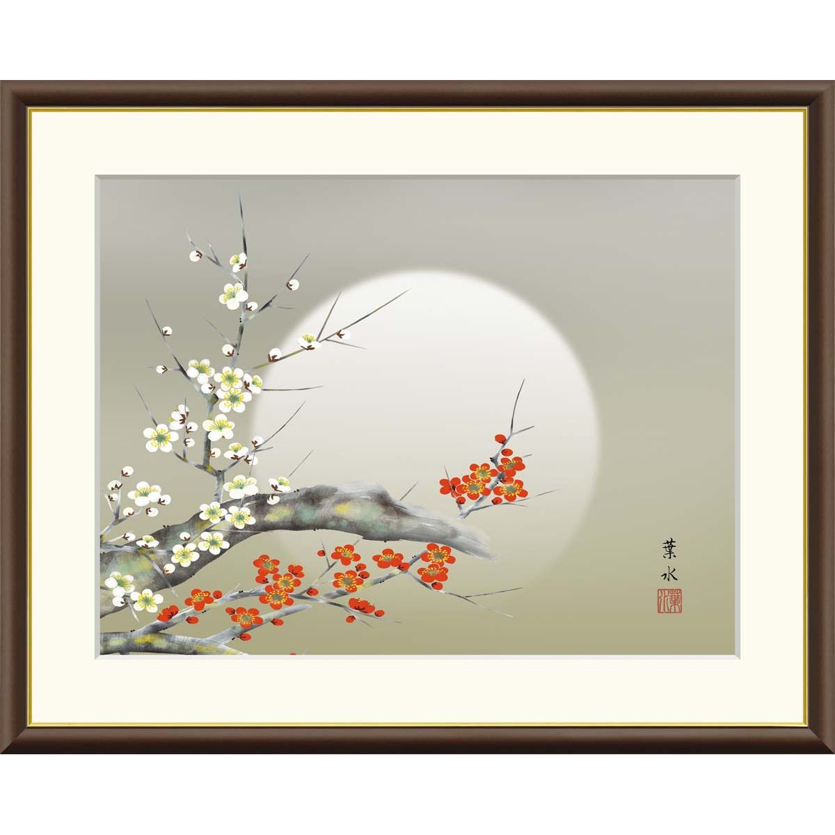 掛軸-1194 酒井抱一 梅椿に鶯図 十二ケ月花鳥図 限定