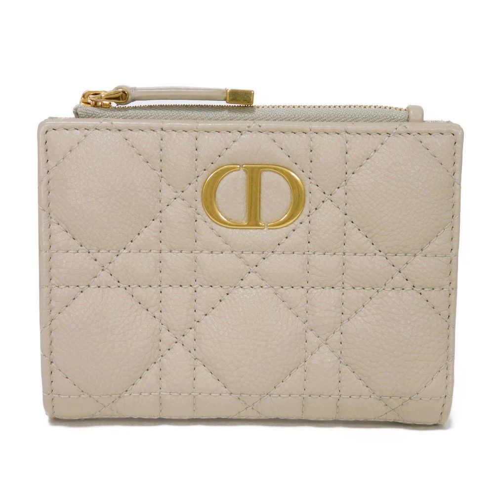 Dior ディオール カロ ダリア ウォレット 現行 CDロゴ メタル カーフ キルティング ステッチ カナージュ ダスティアイボリー 二つ折り財布 S5173UWHC_M49U Dior ディオール カロ ダリア ウォレット 現行 CDロゴ メタル カーフ