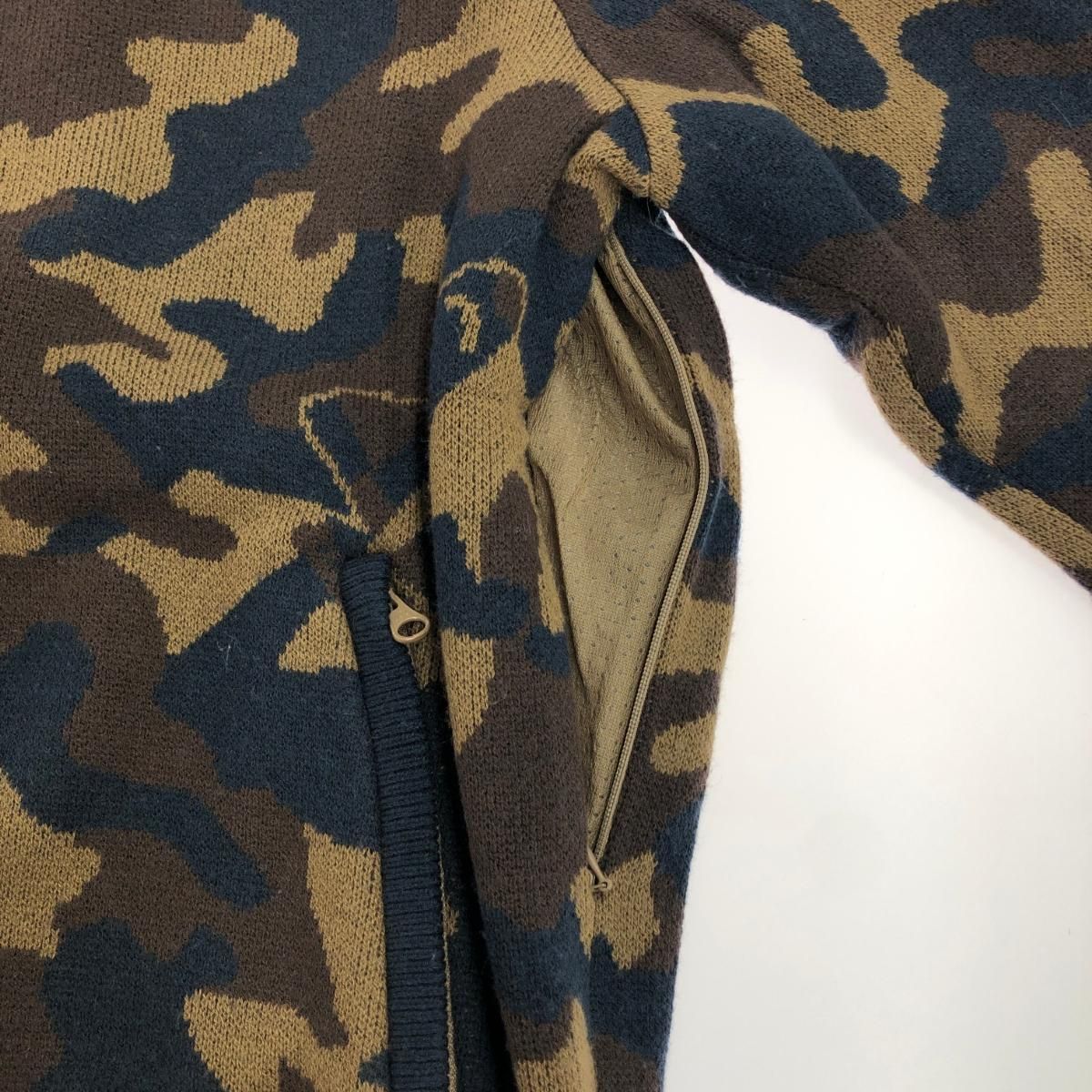極美品 パーリーゲイツ (1) カモフラ ニット 迷彩 ブルゾン フルジップ