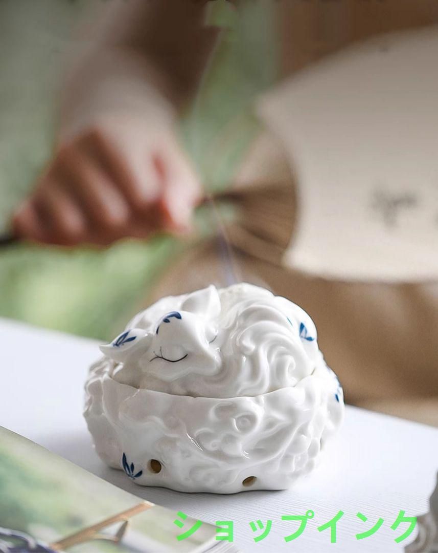 九尾狐の焼物 香炉 香道具蓋置　置物 九尾狐の焼物 香炉 香道具蓋置 置物 - メルカリ