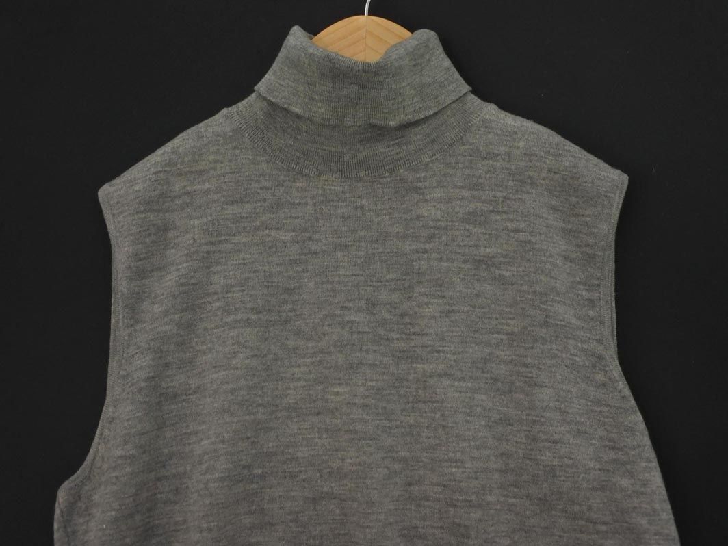 CELINE セリーヌ ウール混 タートルネック ノースリーブ ニット セーター sizeL グレー レディース