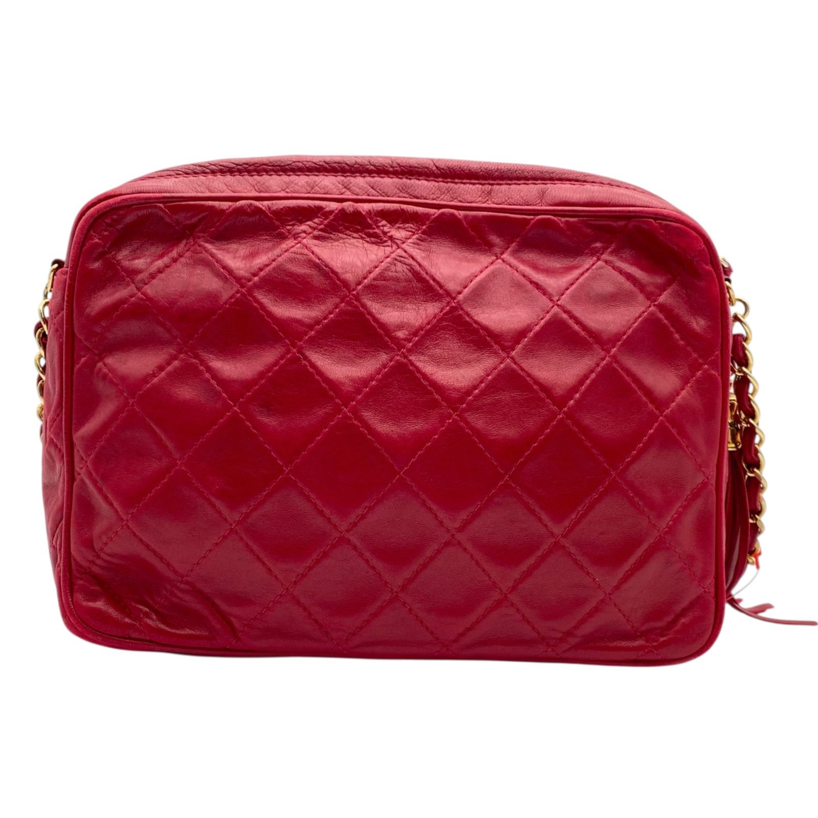 【CHANEL】ミニミニ マトラッセ 赤 ヴィンテージ CHANEL] ヴィンテージ シャネル ミニミニ マトラッセ ポーチ 赤