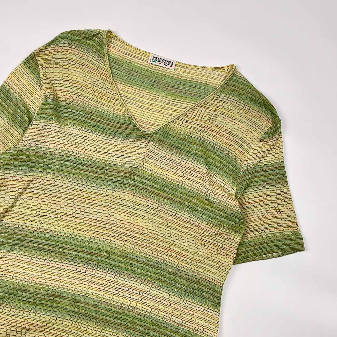 イタリア製 MISSONI SPORT ミッソーニスポーツ ボーダー Vネック 半袖 