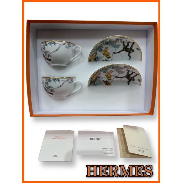 HERMES 赤道直下のスケッチ ティーカップ2点 新品 未使用 カップ HERMES 赤道直下のスケッチ ティーカップ2点 新品 未使用 カップ