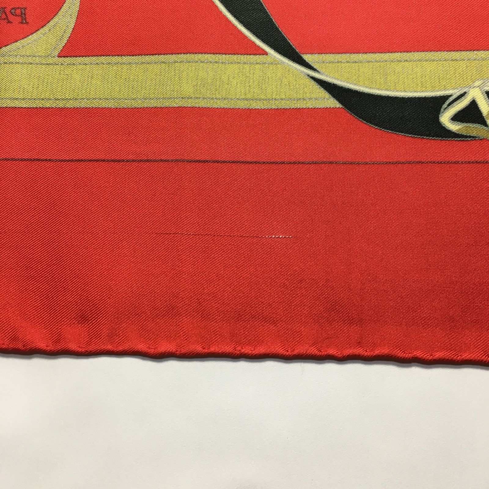 2507-35｜美品｜エルメス カレ 90 スカーフ シルク レッド タグ