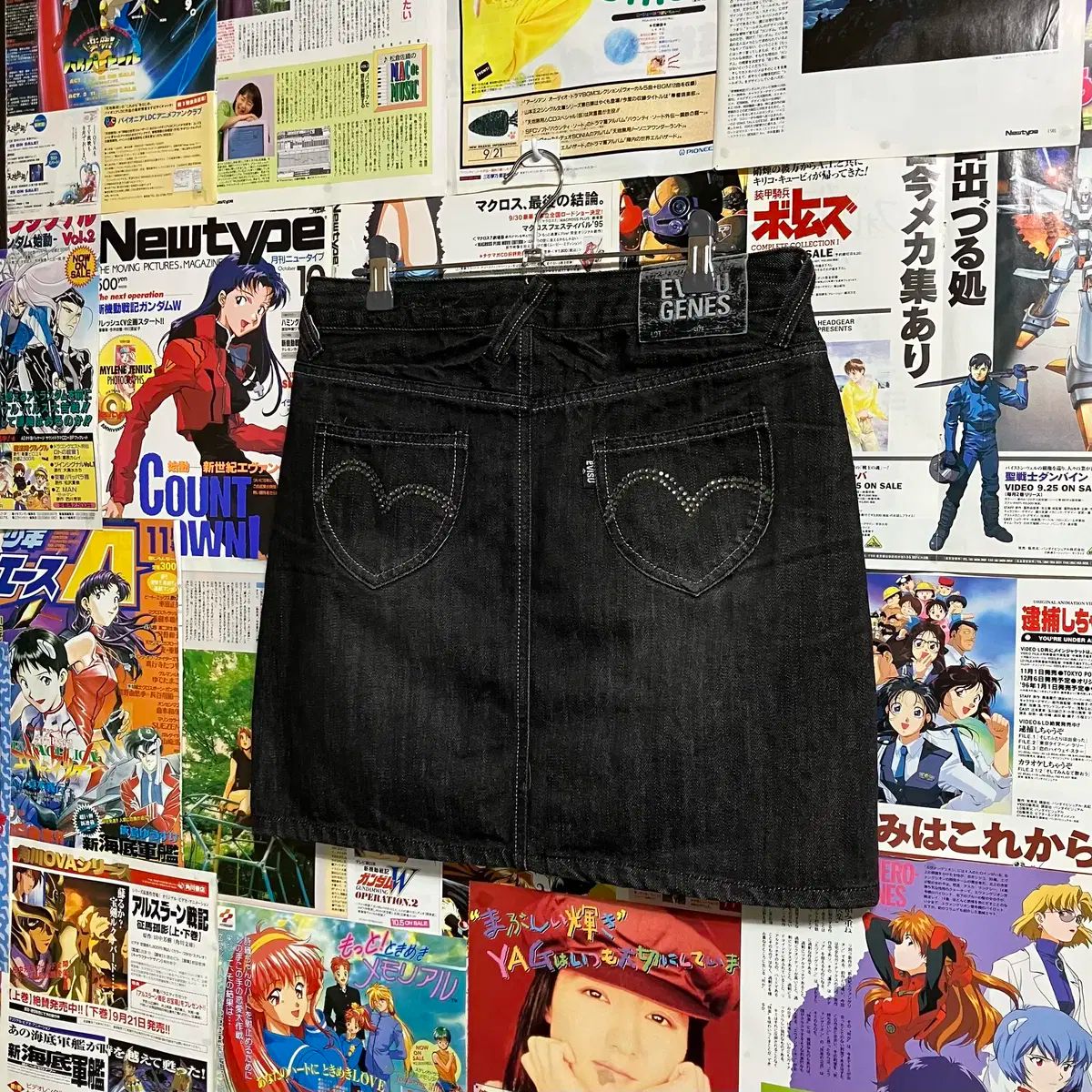 EVISU エヴィス キュービック ブラックデニム スカート
