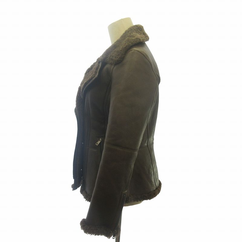 【希少美品】BURBERRY LONDON ムートン レザー ジャケット 黒 M BURBERRY LONDON バーバリームートンレザージャケットM 38